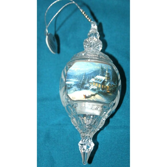 2018 Thomas Kinkade Crystal Christmas Ornament Silent Night Holiday Decor Collet - Picture 1 of 6